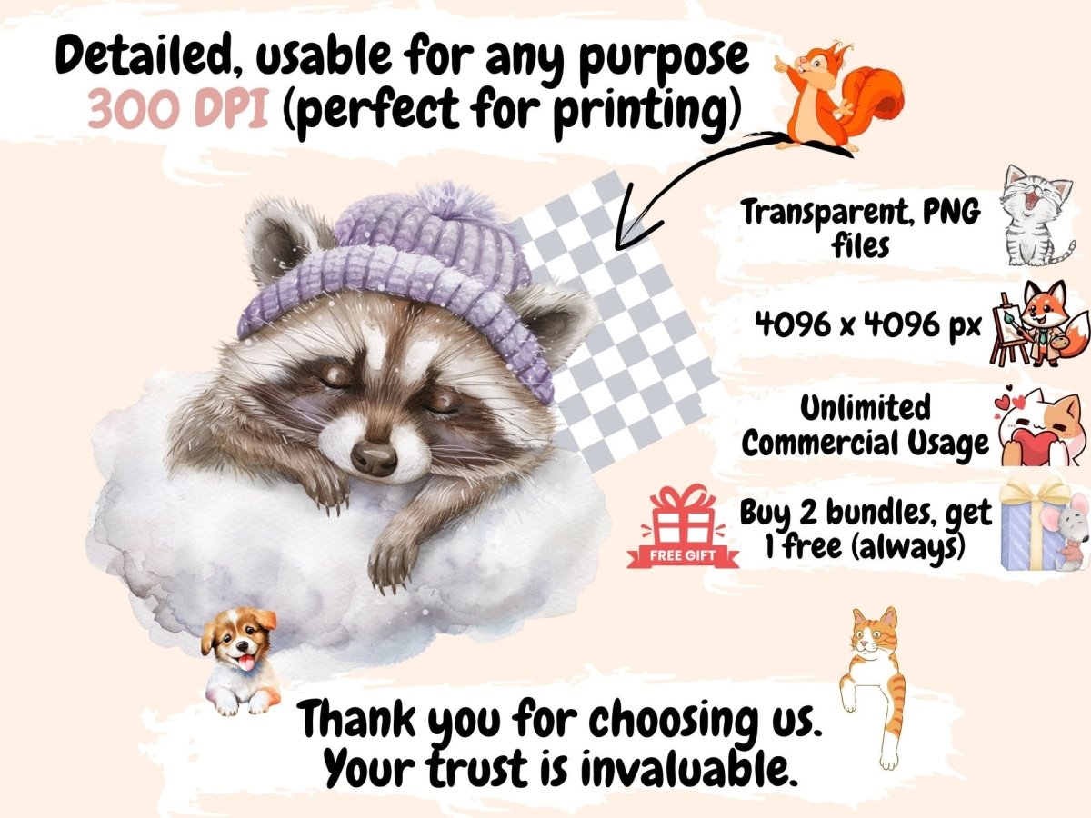 Sleepy Animals Watercolor Clipart animal clipart - Wonders Artist