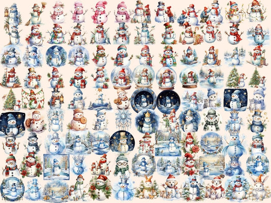 Clipart Acquerello Pupazzo di Neve