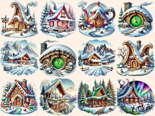 Clipart di Cabine Innevate