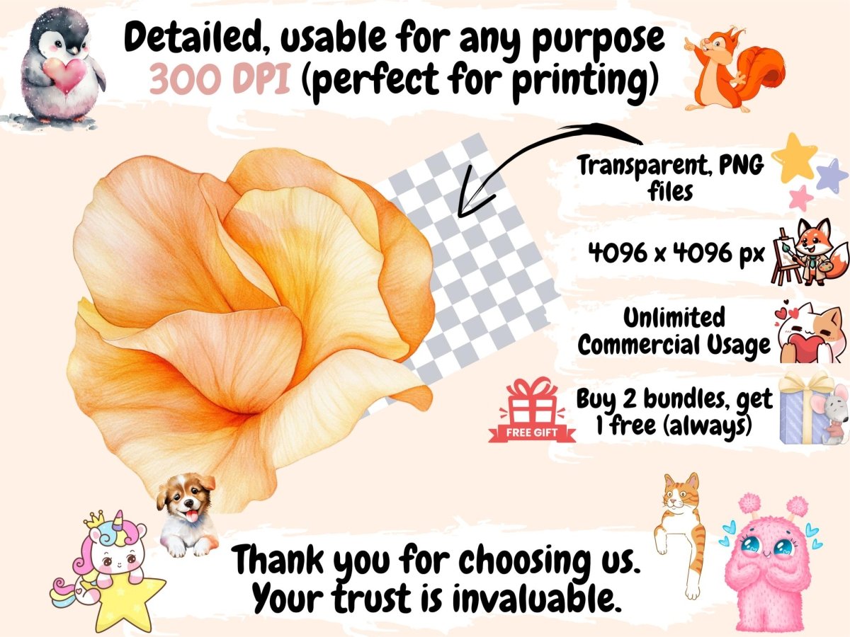 Soft Petals Watercolor Clipart blooming petals png - Wonders Artist