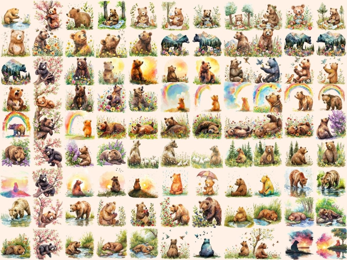 Spring Bears Watercolor Clipart bear clipart - Wonders Artist
