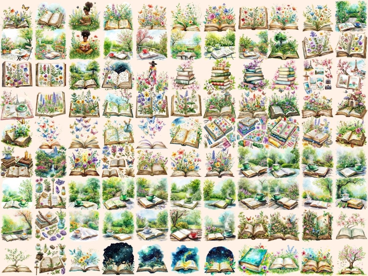 Spring Books Watercolor Clipart book clipart - Wonders Artist
