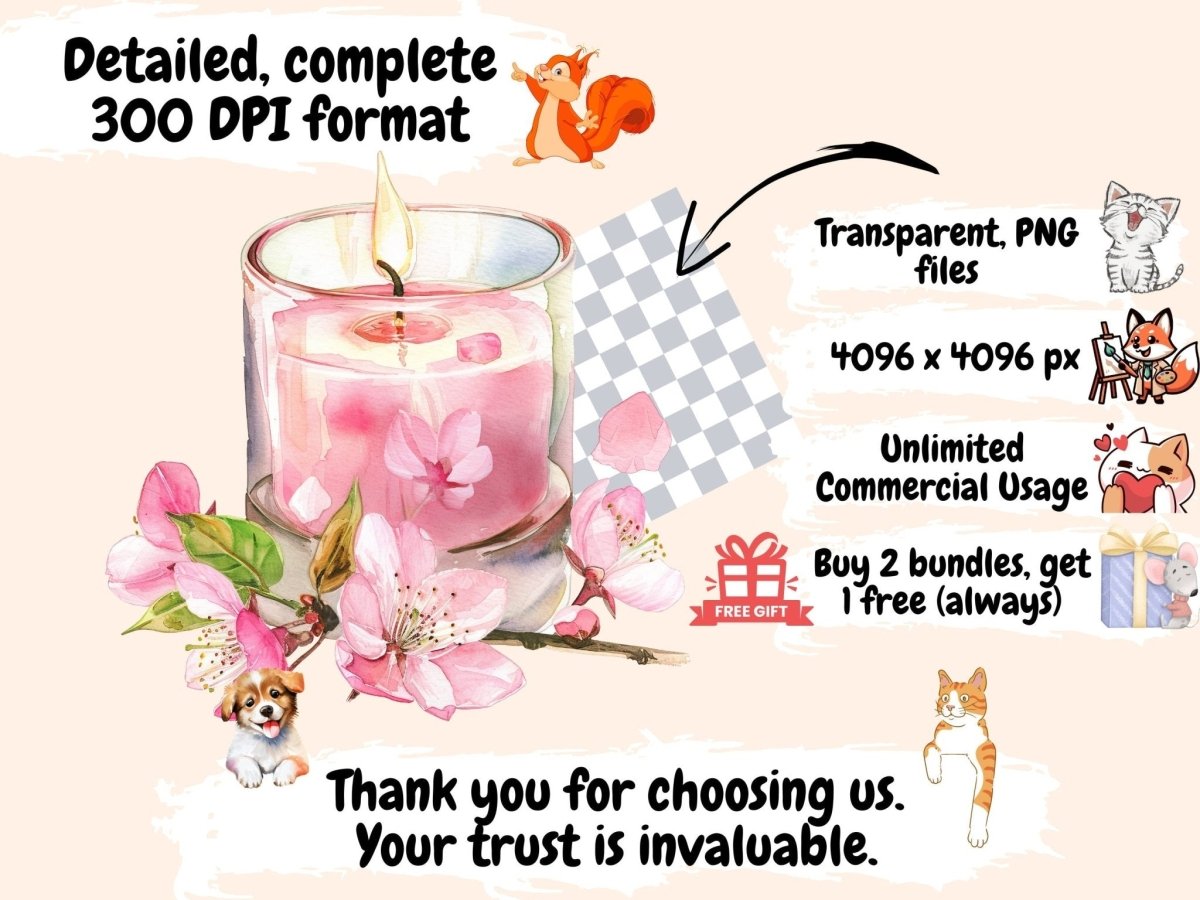 Spring Candles Watercolor Clipart beautiful candle art - Wonders Artist