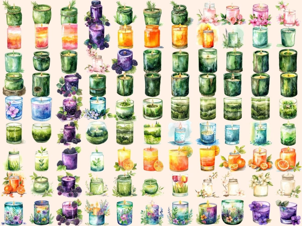 Spring Candles Watercolor Clipart beautiful candle art - Wonders Artist