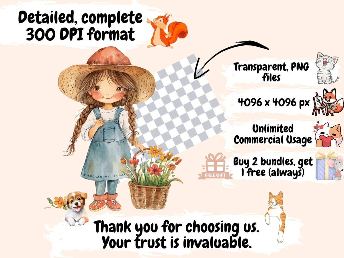 Spring Farm Watercolor Clipart farm animals png - Wonders Artist