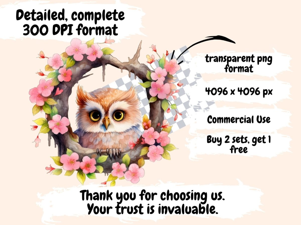 Spring Floral Animals Watercolor Clipart animal clipart - Wonders Artist