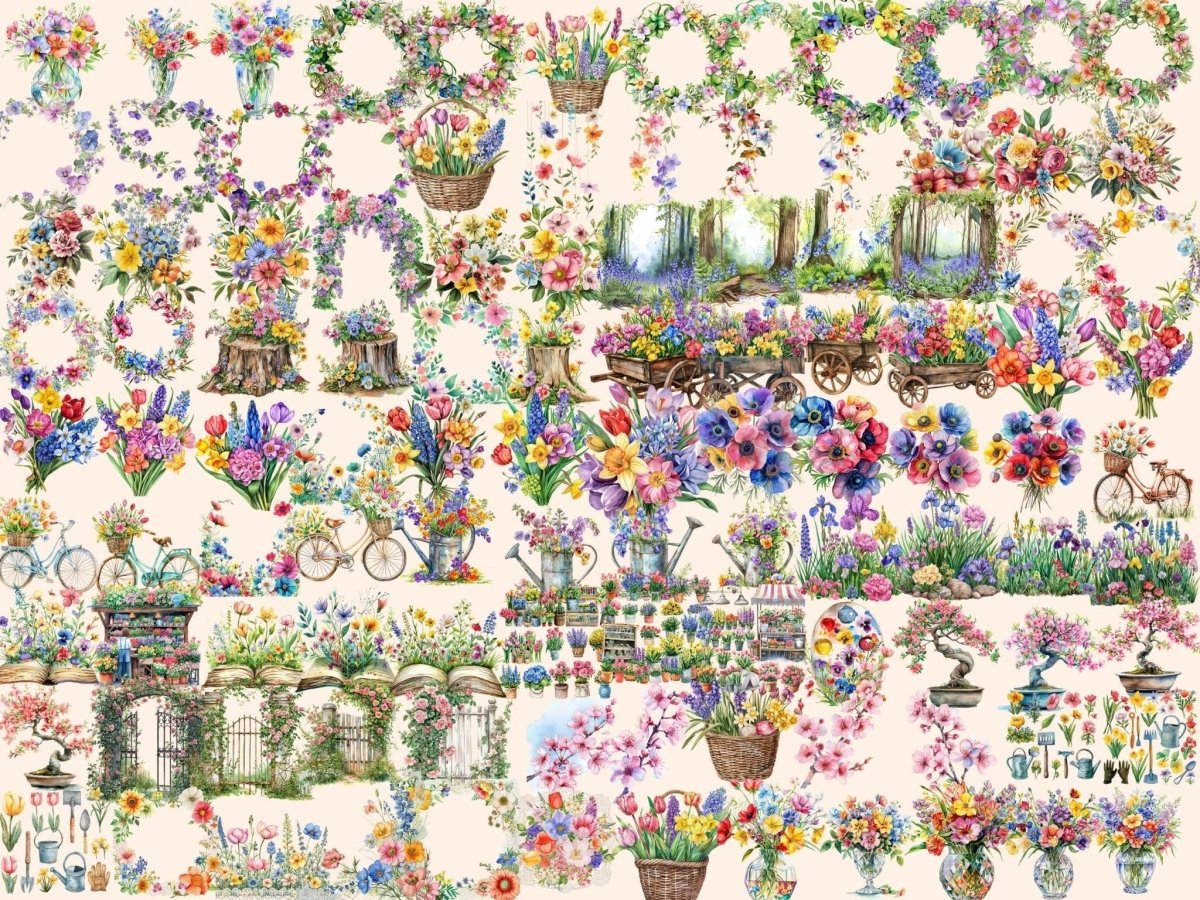 Spring Flowers Watercolor Clipart floral clipart - Wonders Artist