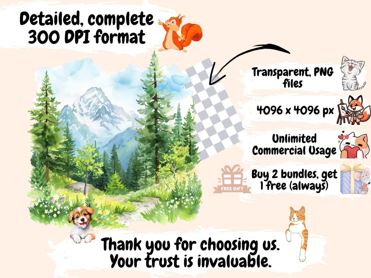 Spring Forests Watercolor Clipart forest clipart - Wonders Artist