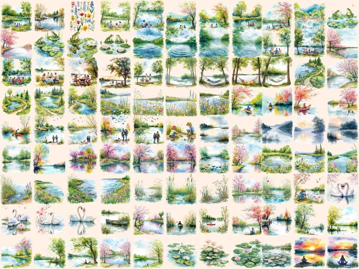Spring Lakes Watercolor Clipart lake clipart - Wonders Artist