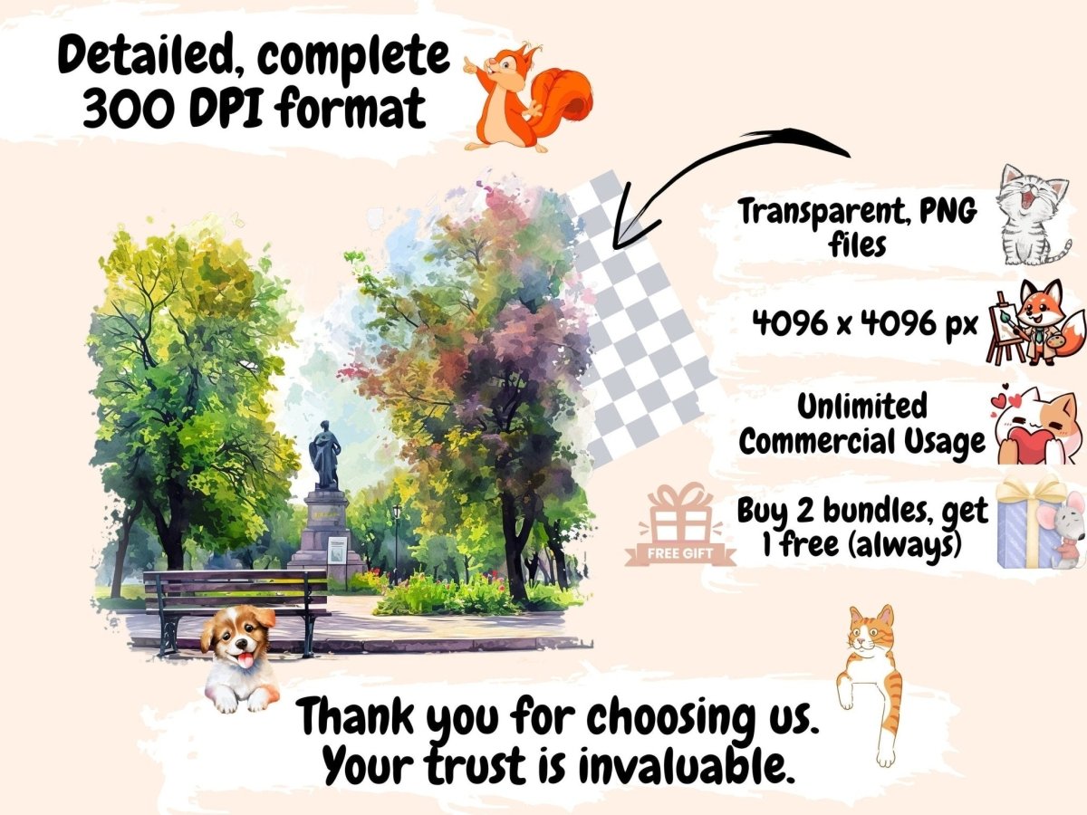 Spring Parks Watercolor Clipart park clipart - Wonders Artist