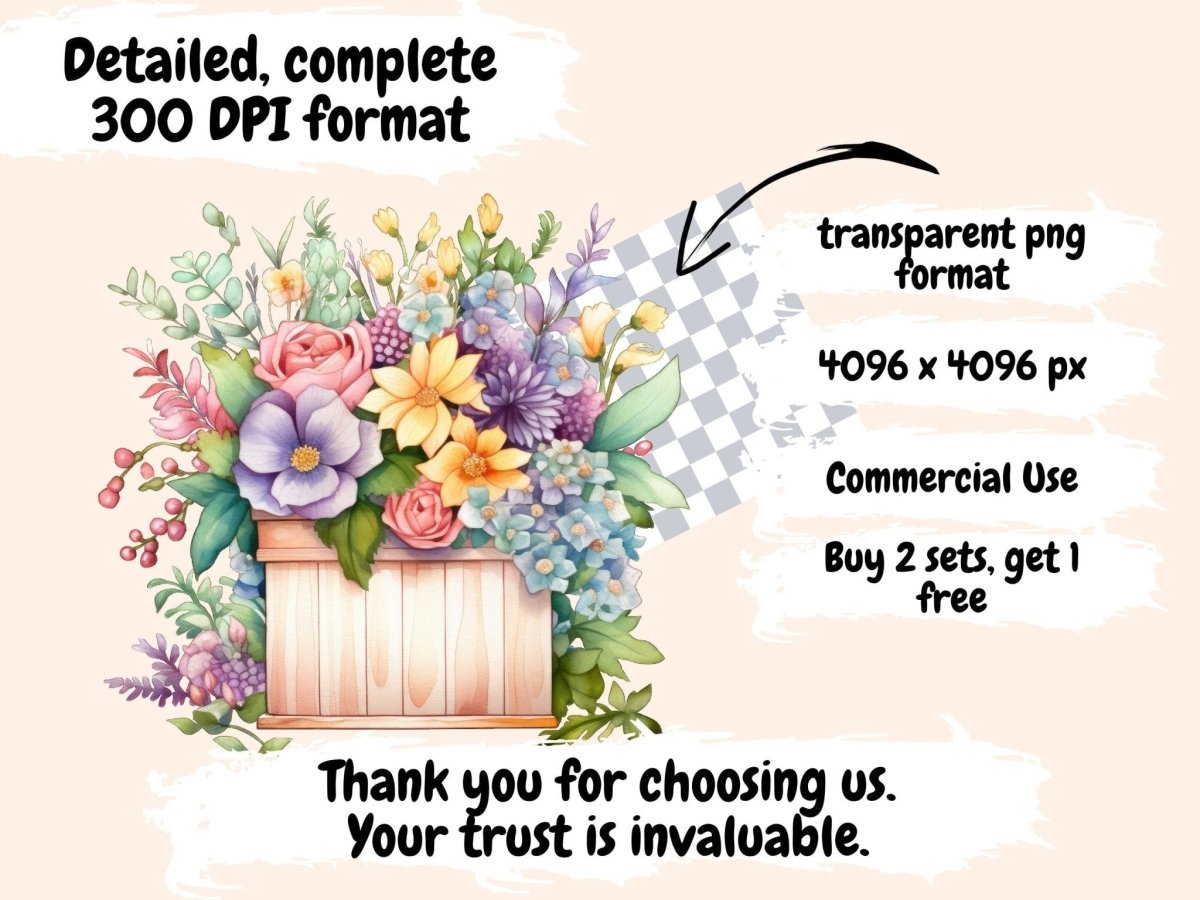 Spring Planters Watercolor Clipart floral clipart - Wonders Artist