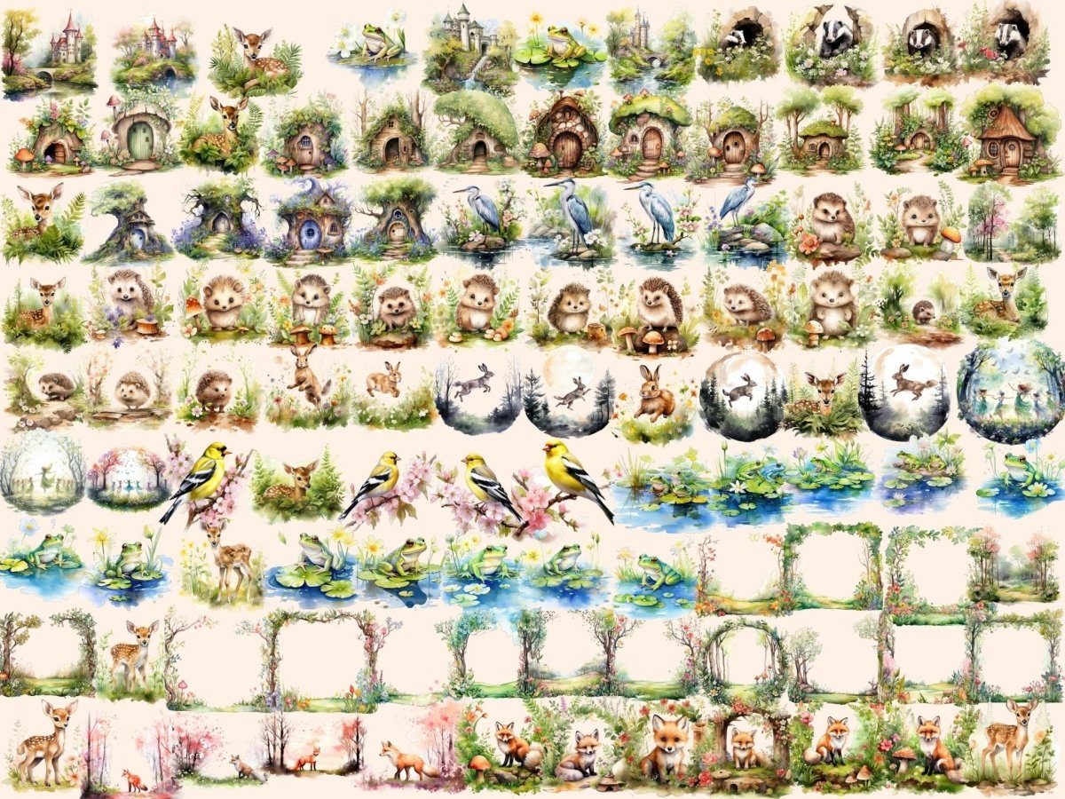 Spring Woodland Watercolor Clipart forest clipart - Wonders Artist