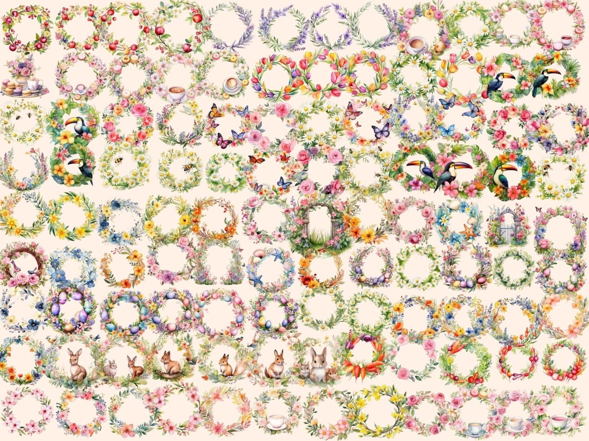 Spring Wreaths Watercolor Clipart spring clipart - Wonders Artist