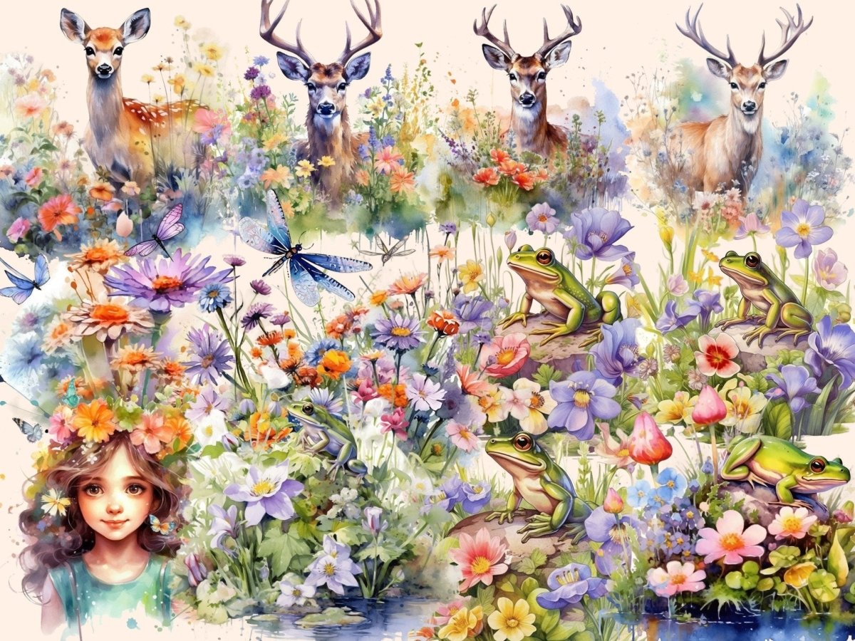 Springtime Flowers Watercolor Clipart floral clipart - Wonders Artist