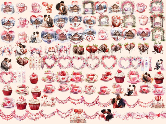 Clipart em Aquarela do Dia de São Valentim