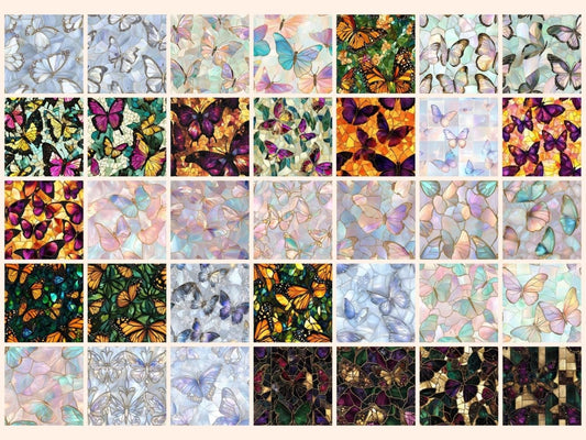 Carta Digitale Senza Soluzione di Continuità Farfalle in Vetro Colorato #2