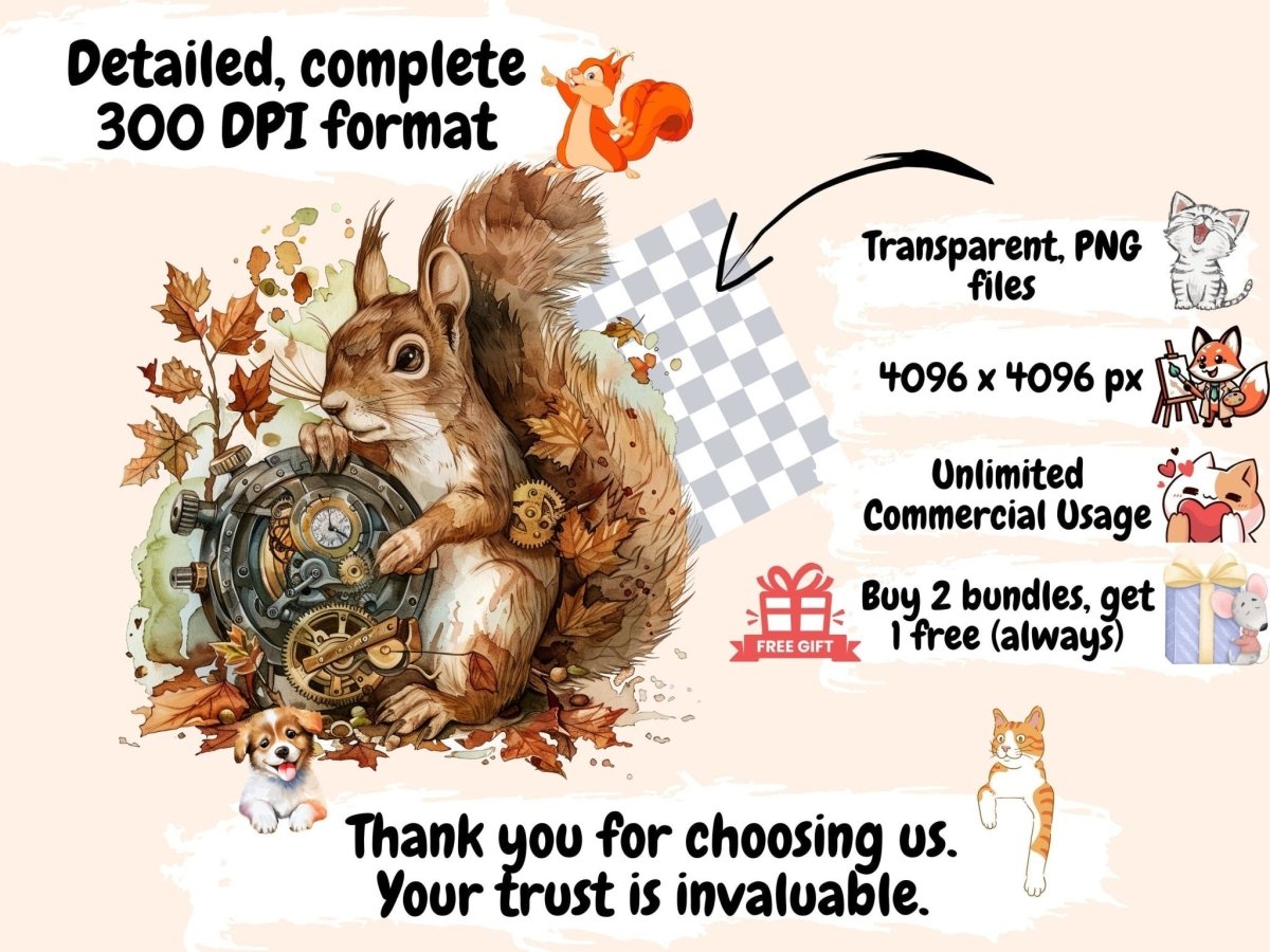 Steampunk Animals Watercolor Clipart animals clipart - Wonders Artist