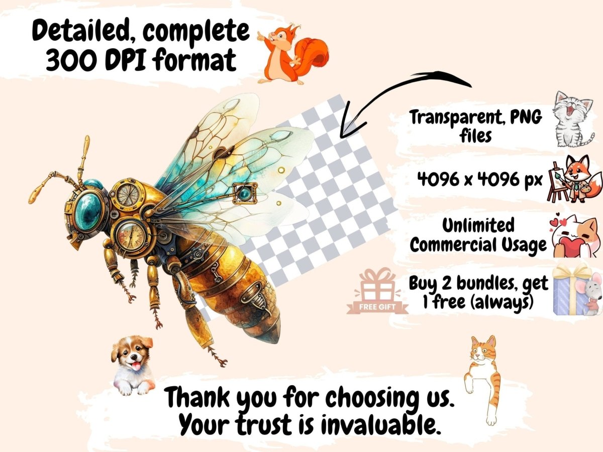 Steampunk Bugs Watercolor Clipart bug clipart - Wonders Artist