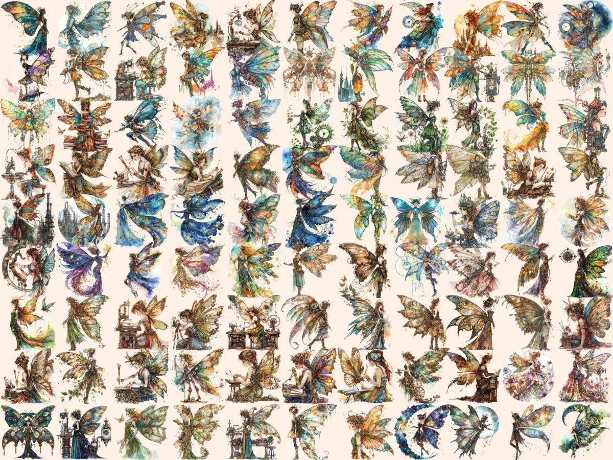 Steampunk Fairies Watercolor Clipart fairy clipart - Wonders Artist