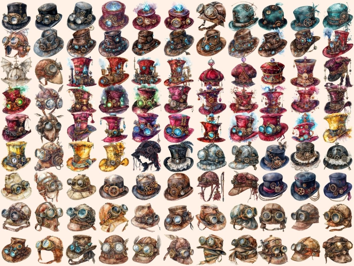 Steampunk Hats Watercolor Clipart hats clipart - Wonders Artist