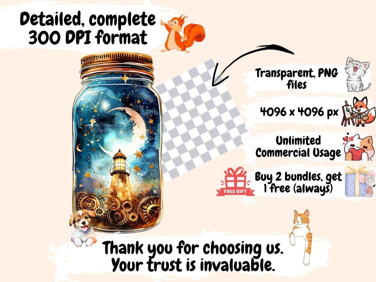 Steampunk Jars Watercolor Clipart jar clipart - Wonders Artist