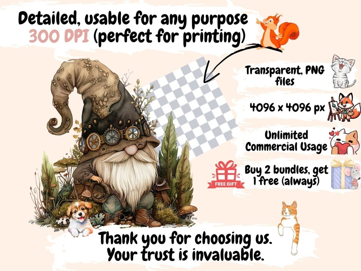 Steampunk Woodland Watercolor Clipart enchanted forest - Wonders Artist