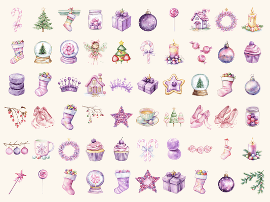 Sugarplum Christmas Watercolor Clipart
