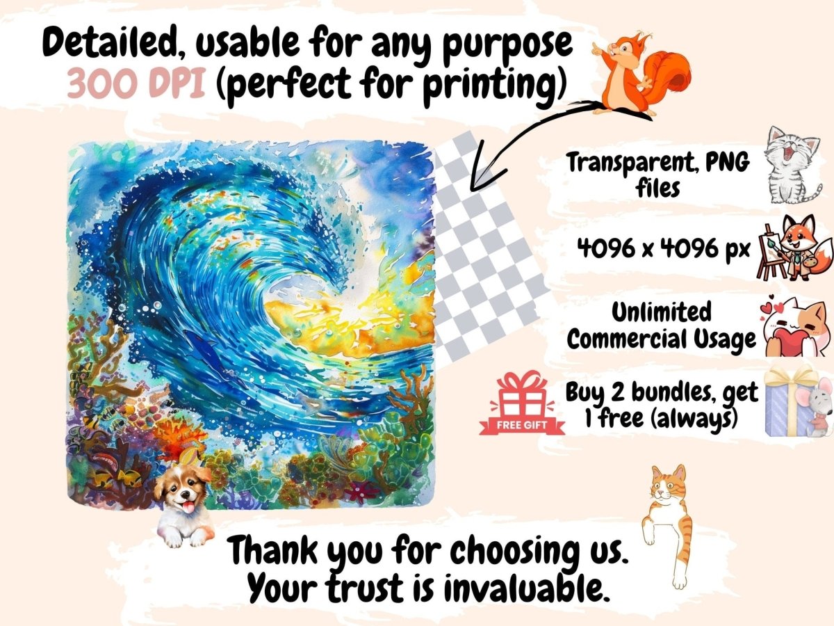 Summer Surfing Watercolor Clipart Beach Surfing - Wonders Artist