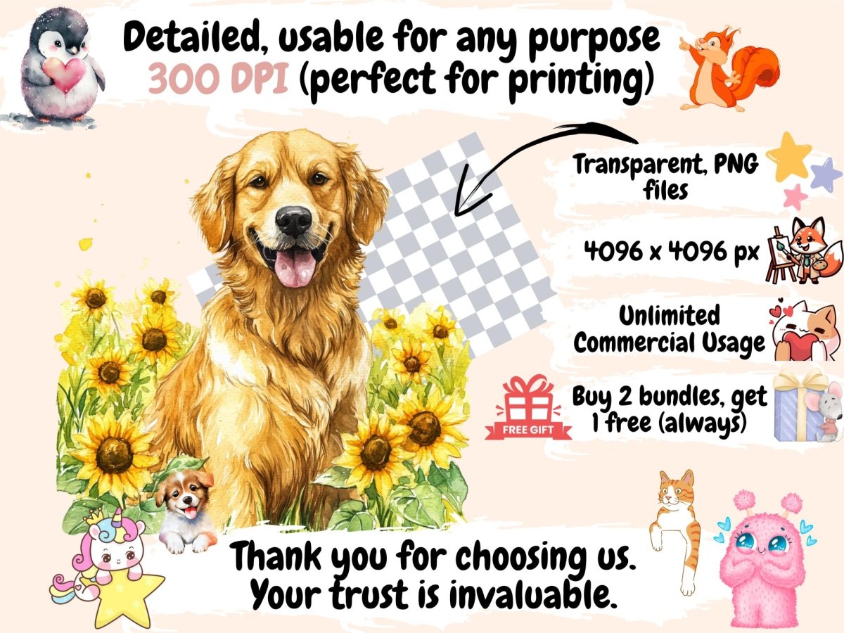 Sunflower Meadows Watercolor Clipart botanical clipart - Wonders Artist