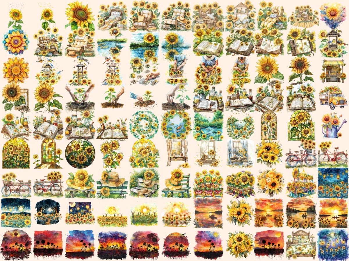 Sunflowers Watercolor Clipart summer sunflowers - Wonders Artist