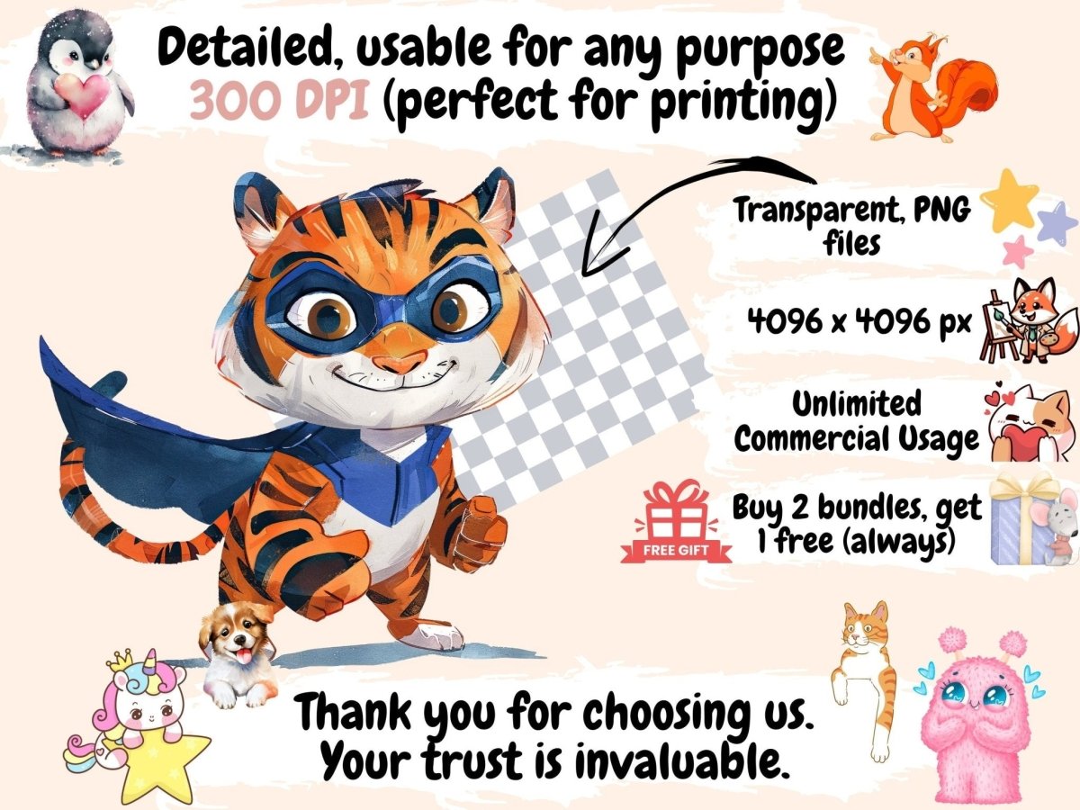 Superhero Animals Watercolor Clipart Animal Avengers - Wonders Artist