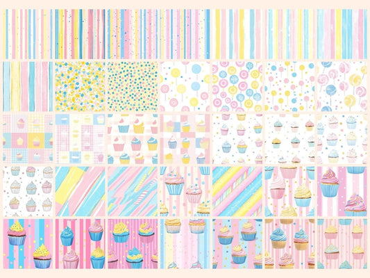 Papel Digital de Padrão Sem Costura de Doces Confeitos