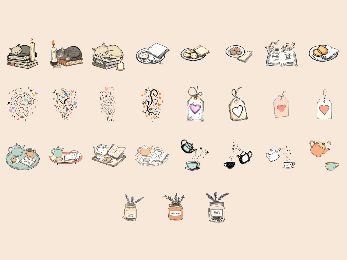 Tea & Books Cardmaking Clipart All Bundles Cardmaking Clipart - WondersArtist