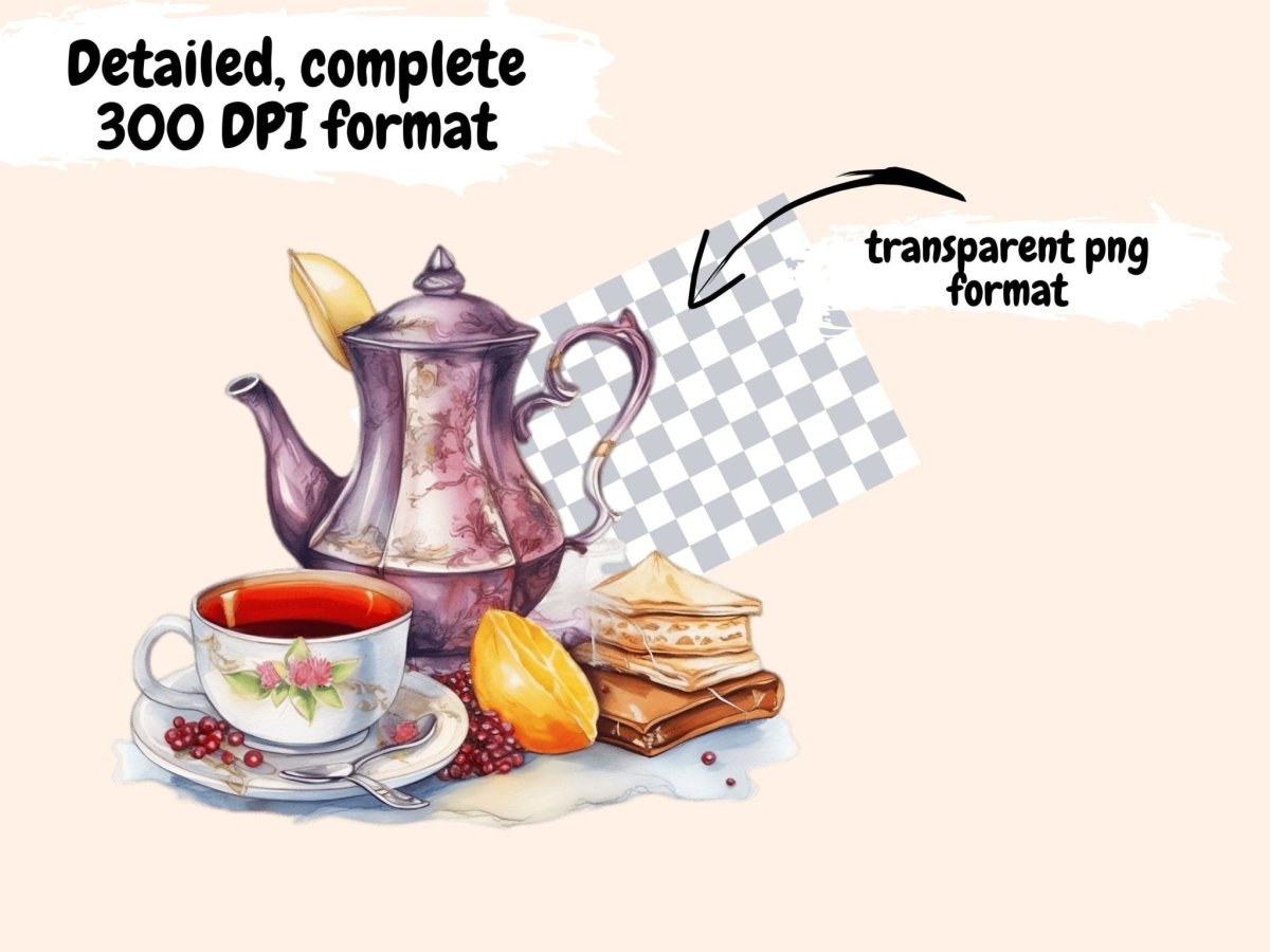 Tea Time Watercolor Clipart fairytale tea - Wonders Artist