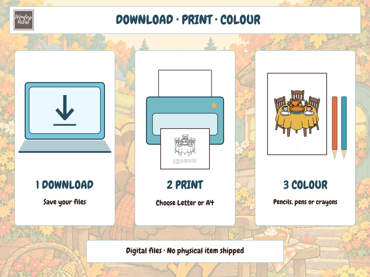 Thanksgiving Color-by-Number Coloring Book — digital download
