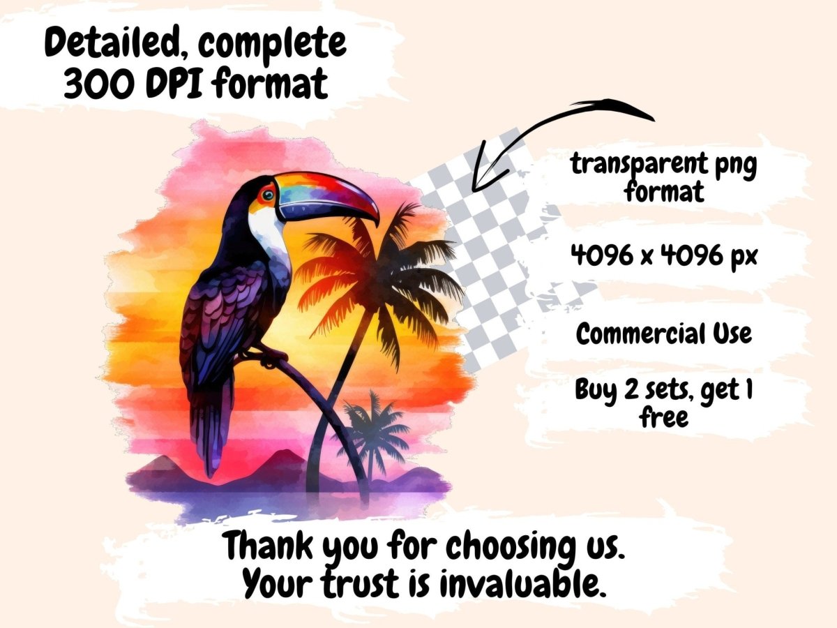 Toucans Watercolor Clipart exotic bird clipart - Wonders Artist