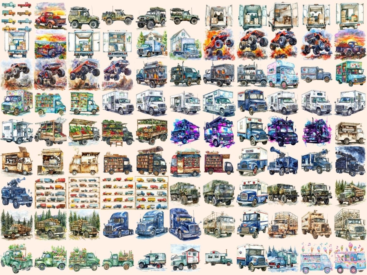 Trucks Watercolor Clipart monster truck png - Wonders Artist