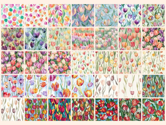 Carte Digitali con Motivo a Campi di Tulipani Senza Soluzione di Continuità