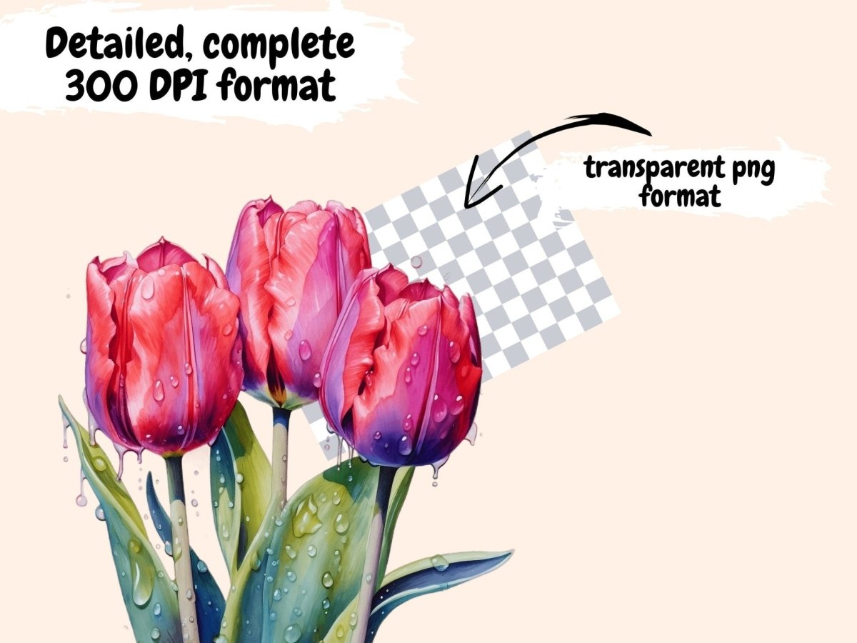 Tulips Watercolor Clipart dutch flower clipart - Wonders Artist