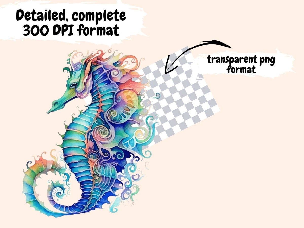 Turquoise Seahorses Watercolor Clipart sea animals clipart - Wonders Artist