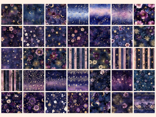 Papel Digital de Padrão Sem Costura Twilight Bloom