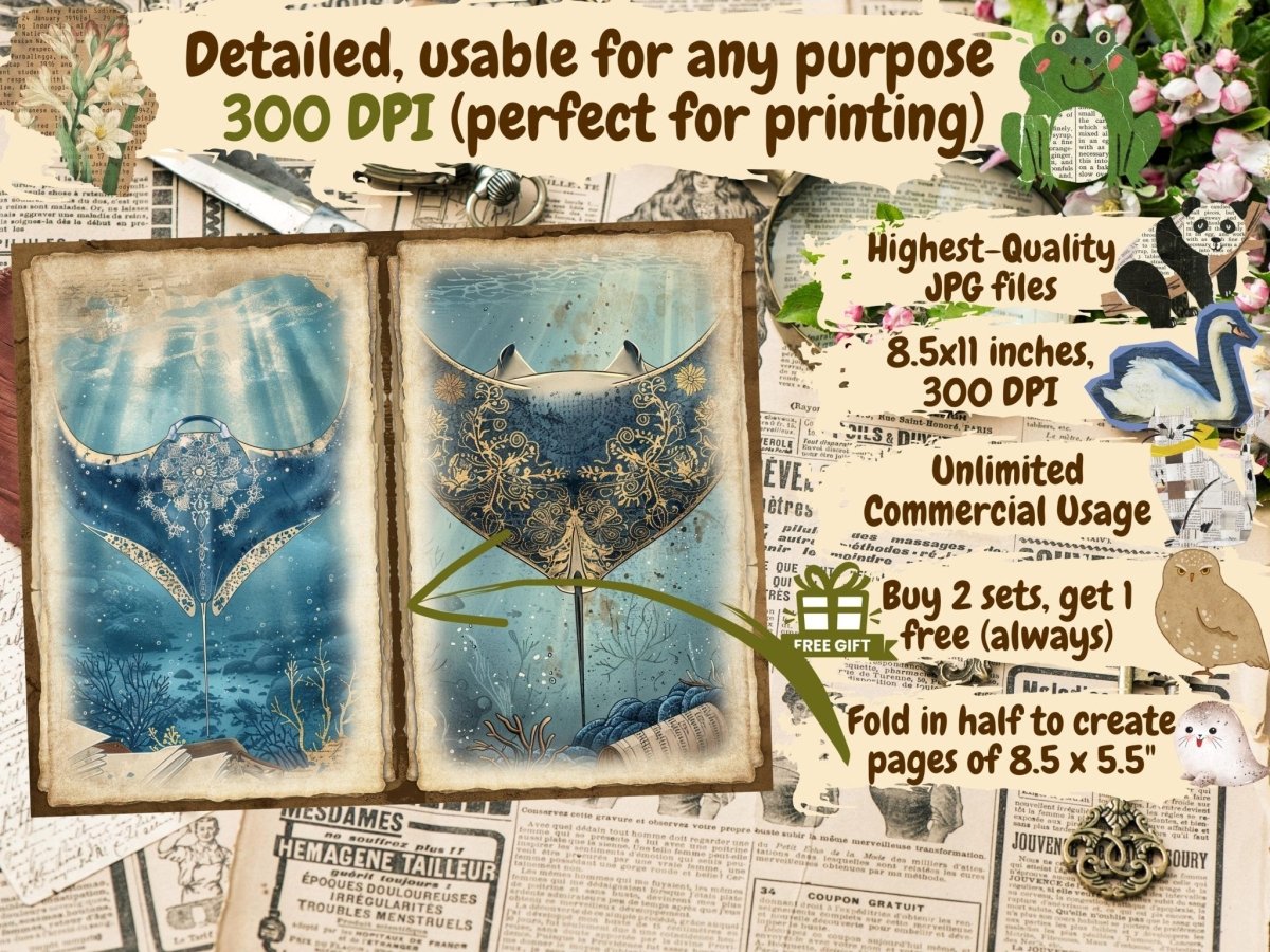 Underwater Animals Journal Pages (P3) Aquatic Scrapbook - Wonders Artist