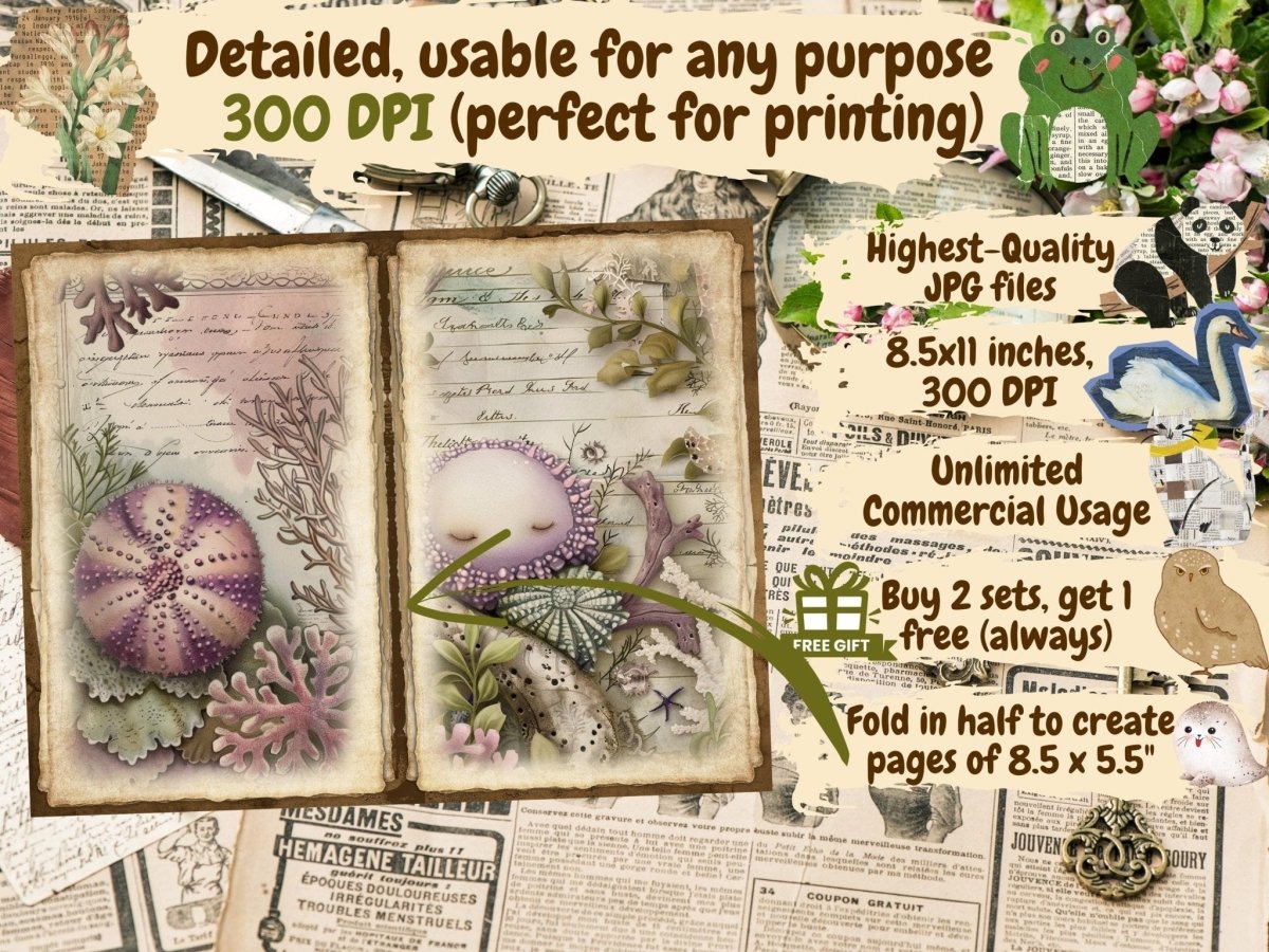 Underwater Animals Journal Pages (P4) Aquatic Scrapbook - Wonders Artist