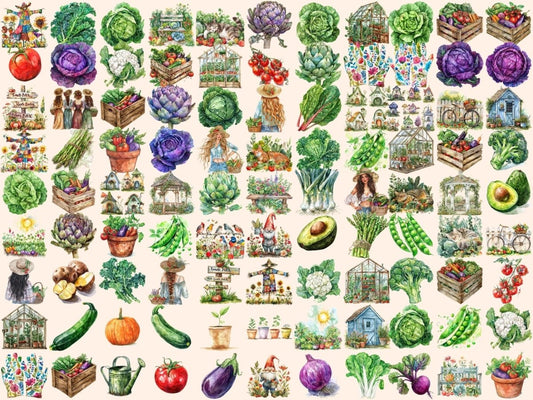 Clipart Acquerello Giardino di Verdure