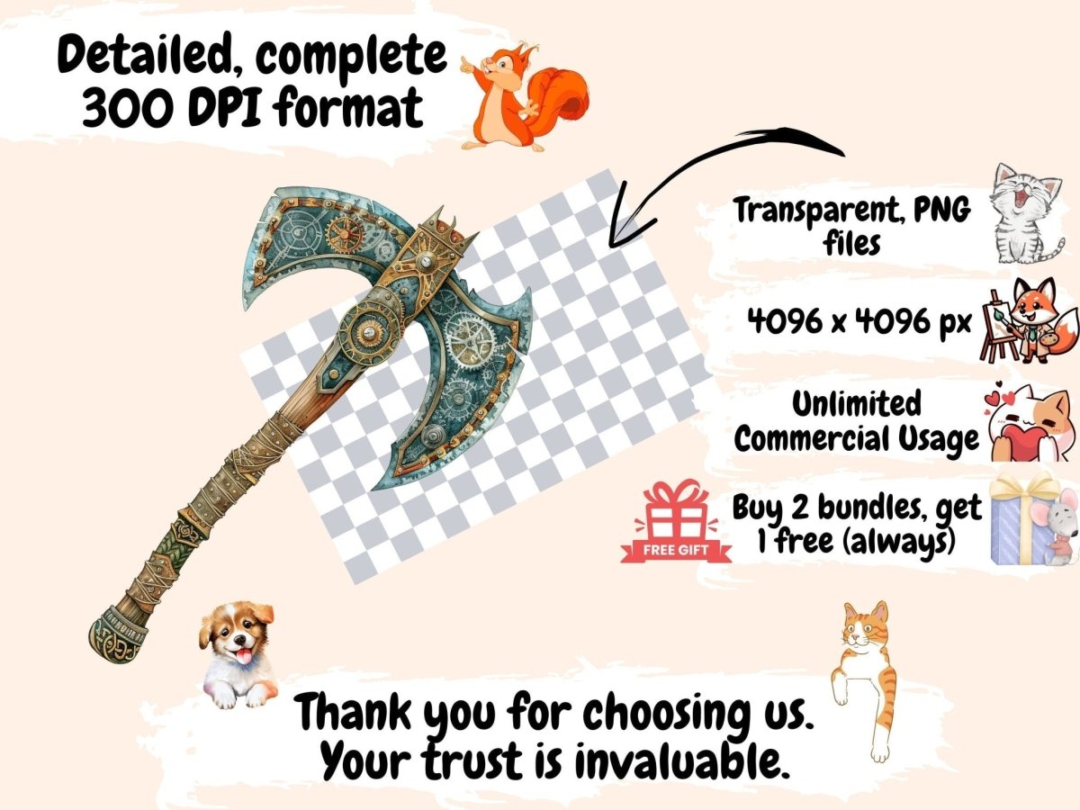 Viking Weapons Watercolor Clipart axe clipart - Wonders Artist