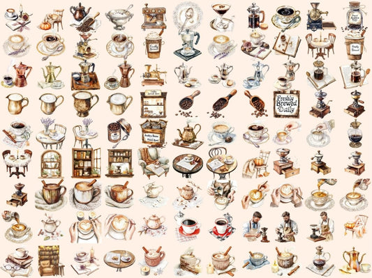 Vintagetyylinen kahvi vesiväri clipart