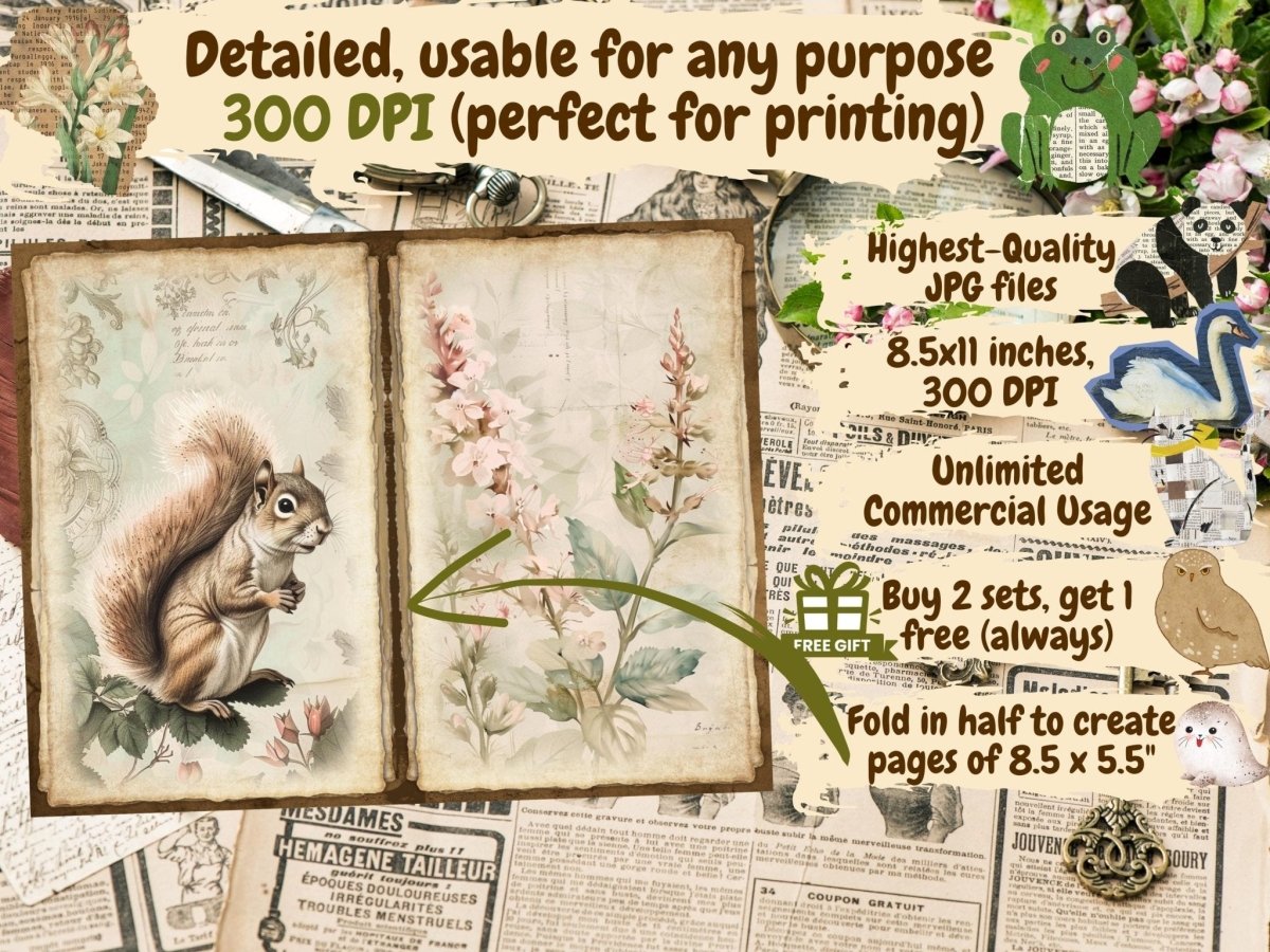 Vintage Gardens Journal Pages (P10) - High - Quality Instant Digital Download for Creative Projects