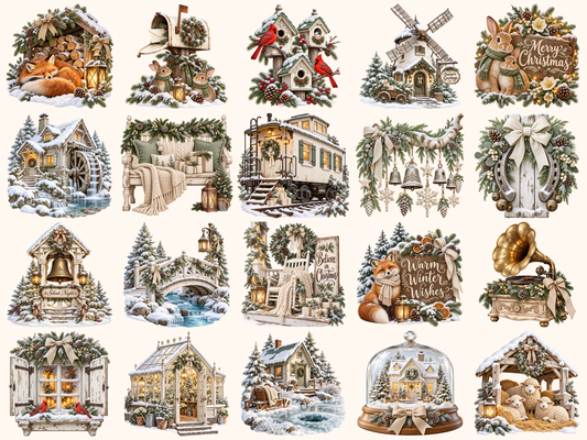 White Rustic Christmas Clipart