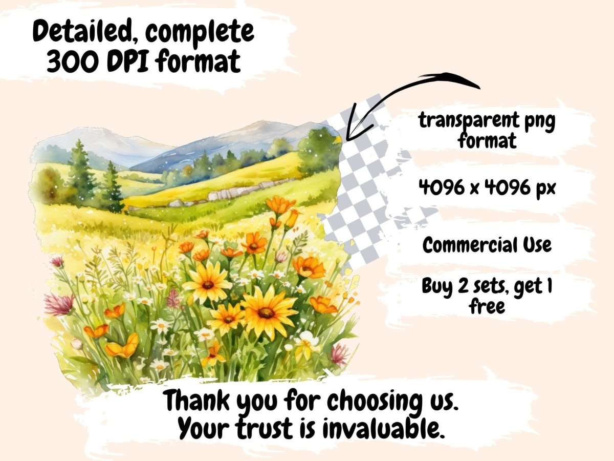 Wildflowers Watercolor Clipart beautiful flower png - Wonders Artist