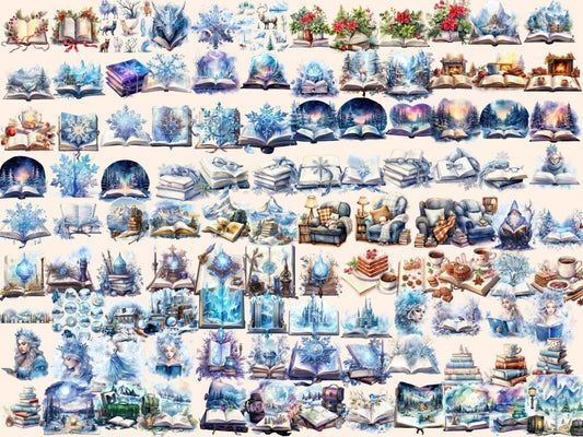 Winterbücher Aquarell Clipart